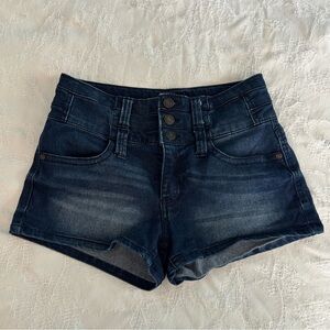 Rue 21 High Waisted Curvy Jean Dark Wash Shorts Size 9/10